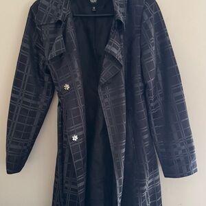 Mossimo Supply Co. Black Checkered Trench Coat